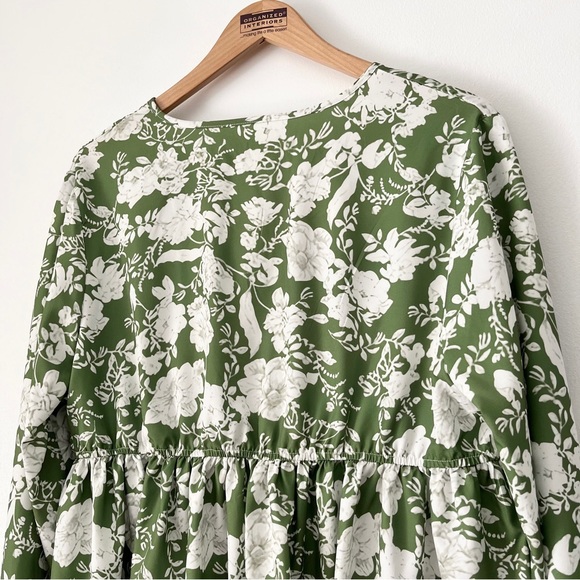 SHEIN Curve Boho Floral Faux Wrap Bell Sleeve Peplum Blouse Size XL - Picture 7 of 12